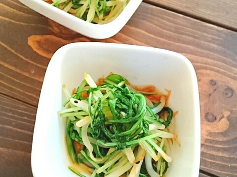 レンジで簡単♪水菜ともやしのお浸し